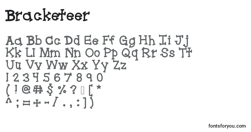 A fonte Bracketeer – alfabeto, números, caracteres especiais