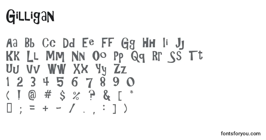 Gilligan-fontti – aakkoset, numerot, erikoismerkit