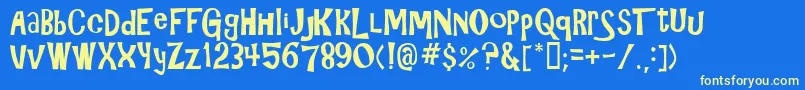 Gilligan Font – Yellow Fonts on Blue Background