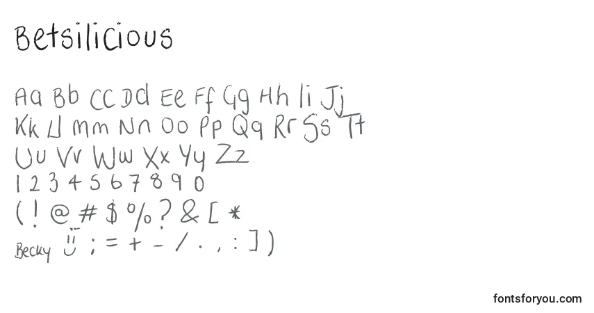 A fonte Betsilicious – alfabeto, números, caracteres especiais