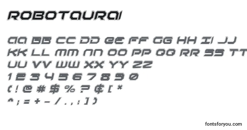 Schriftart Robotaurai – Alphabet, Zahlen, spezielle Symbole
