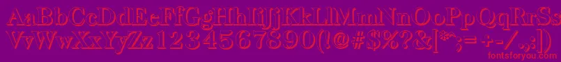 BaskervilleshadowBold-Schriftart – Rote Schriften auf violettem Hintergrund