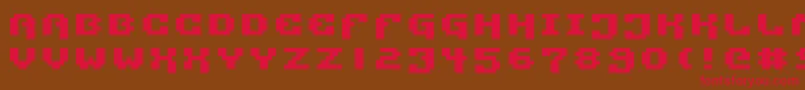 フォントPixelTechnology+ – 赤い文字が茶色の背景にあります。