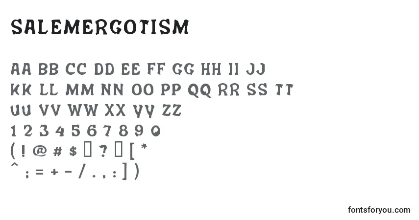 Czcionka Salemergotism – alfabet, cyfry, specjalne znaki