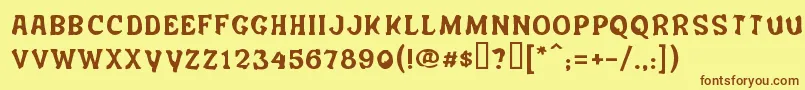 フォントSalemergotism – 茶色の文字が黄色の背景にあります。