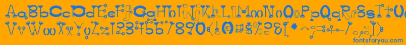 Watercloset Font – Blue Fonts on Orange Background