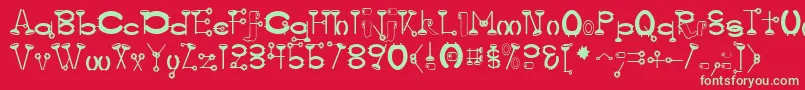 フォントWatercloset – 赤い背景に緑の文字