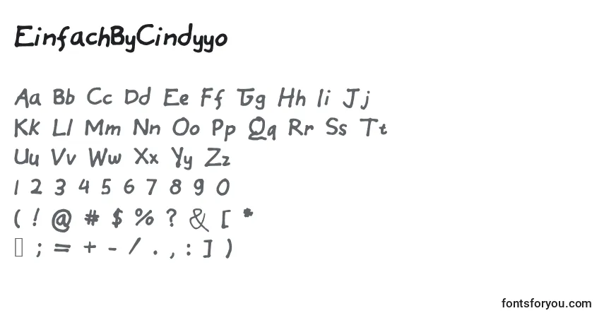 A fonte EinfachByCindyyo – alfabeto, números, caracteres especiais