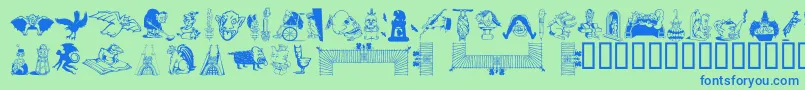 DfGargooniesttItc Font – Blue Fonts on Green Background