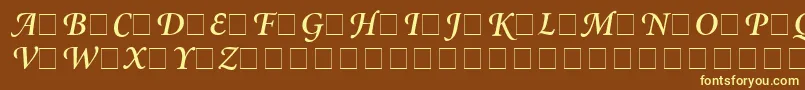 AtlantixSwashSsiSemiBoldItalic-fontti – keltaiset fontit ruskealla taustalla