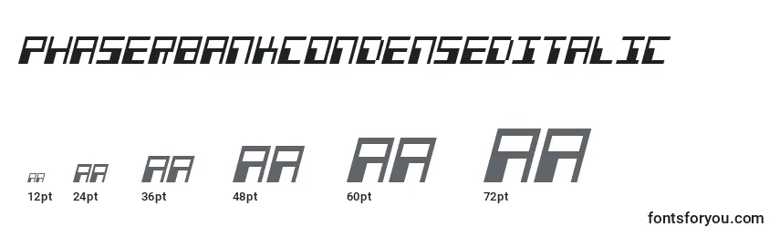 Размеры шрифта PhaserBankCondensedItalic