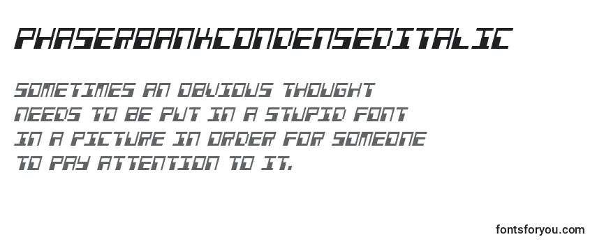 Review of the PhaserBankCondensedItalic Font