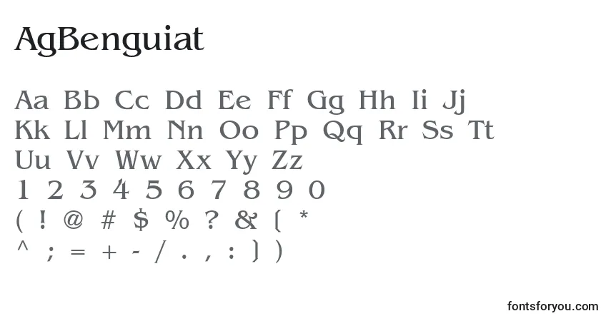 A fonte AgBenguiat – alfabeto, números, caracteres especiais
