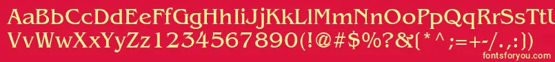 AgBenguiat-Schriftart – Gelbe Schriften auf rotem Hintergrund
