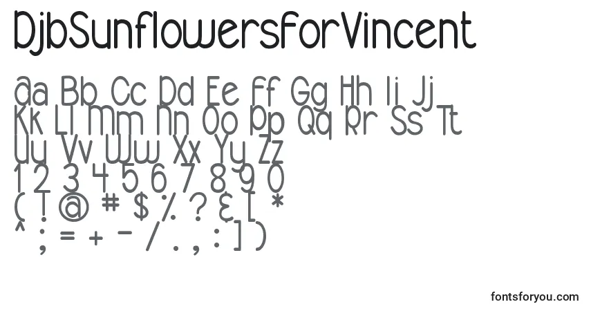 DjbSunflowersForVincent Font – alphabet, numbers, special characters