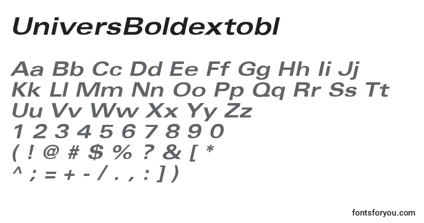 A fonte UniversBoldextobl – alfabeto, números, caracteres especiais