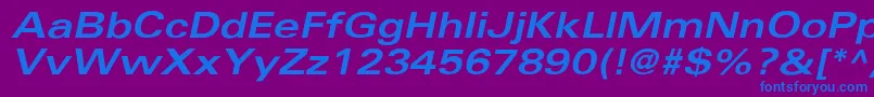 フォントUniversBoldextobl – 紫色の背景に青い文字
