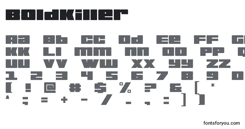 A fonte BoldKiller – alfabeto, números, caracteres especiais