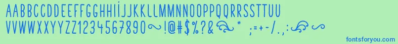 TastyBirdsBoldSans Font – Blue Fonts on Green Background