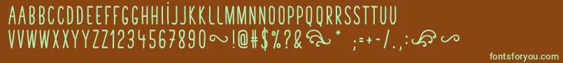 TastyBirdsBoldSans Font – Green Fonts on Brown Background