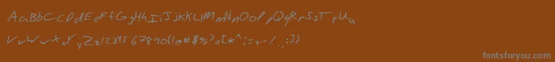 フォントAaronhand – 茶色の背景に灰色の文字