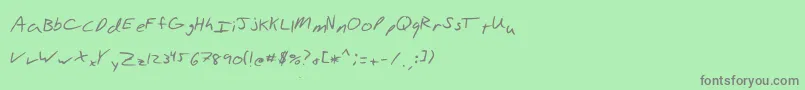 フォントAaronhand – 緑の背景に灰色の文字