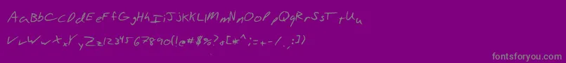 フォントAaronhand – 紫の背景に灰色の文字