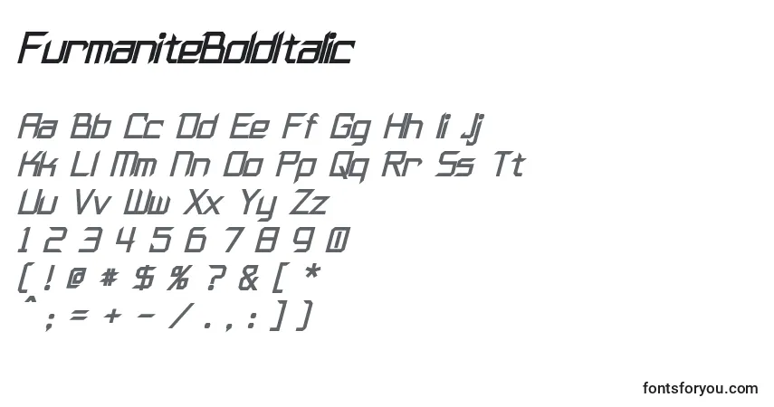 Шрифт FurmaniteBoldItalic – алфавит, цифры, специальные символы