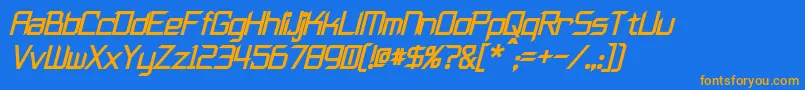 フォントFurmaniteBoldItalic – オレンジ色の文字が青い背景にあります。