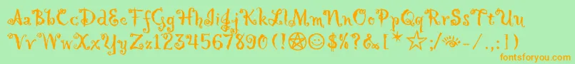 HollyweirdLetPlain.1.0 Font – Orange Fonts on Green Background