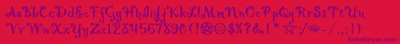 HollyweirdLetPlain.1.0 Font – Purple Fonts on Red Background