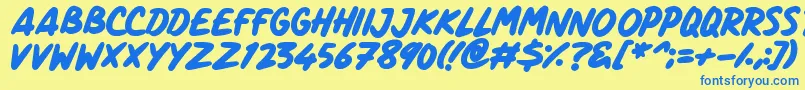 ComicPanels Font – Blue Fonts on Yellow Background
