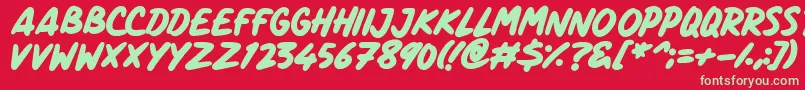 ComicPanels Font – Green Fonts on Red Background