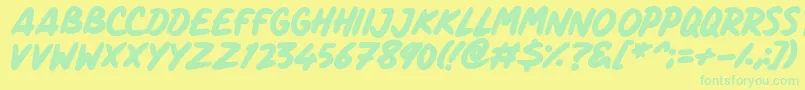 ComicPanels Font – Green Fonts on Yellow Background