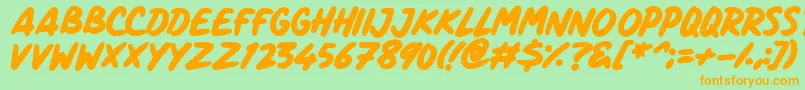 ComicPanels Font – Orange Fonts on Green Background