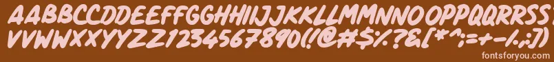 フォントComicPanels – 茶色の背景にピンクのフォント
