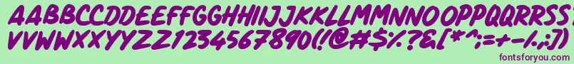 ComicPanels Font – Purple Fonts on Green Background