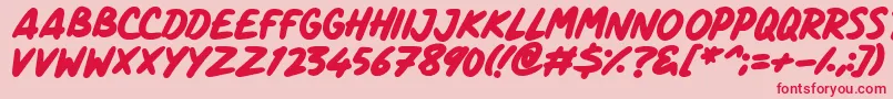Czcionka ComicPanels – czerwone czcionki na różowym tle