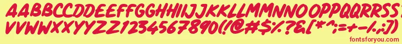 ComicPanels Font – Red Fonts on Yellow Background