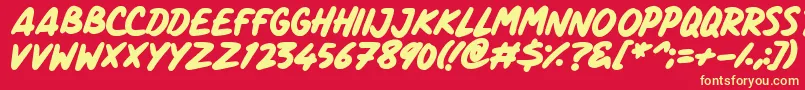 Fonte ComicPanels – fontes amarelas em um fundo vermelho