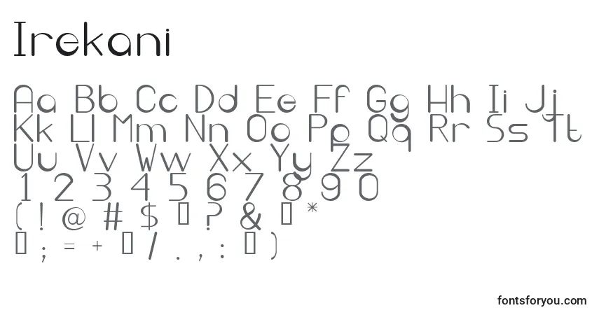 Шрифт Irekani – алфавит, цифры, специальные символы