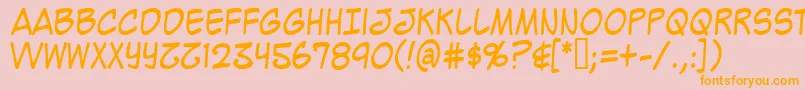 フォントMighzc – オレンジの文字がピンクの背景にあります。