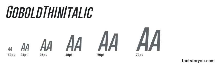 GoboldThinItalic Font Sizes