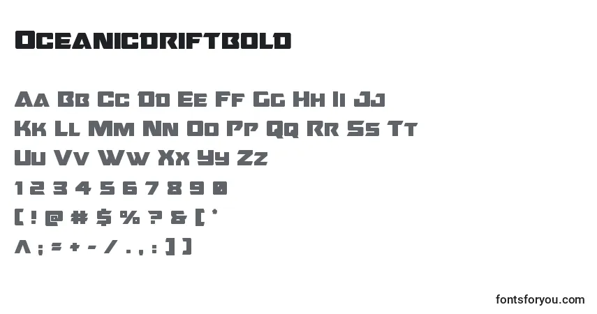Schriftart Oceanicdriftbold – Alphabet, Zahlen, spezielle Symbole