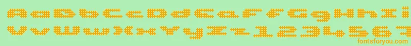 UpTinyLcdFourDecoc Font – Orange Fonts on Green Background