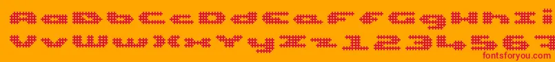 UpTinyLcdFourDecoc Font – Red Fonts on Orange Background