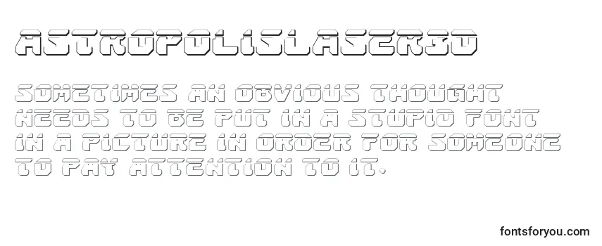 AstropolisLaser3D -fontin tarkastelu