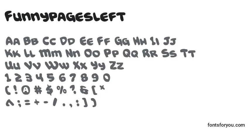 Funnypagesleft Font – alphabet, numbers, special characters