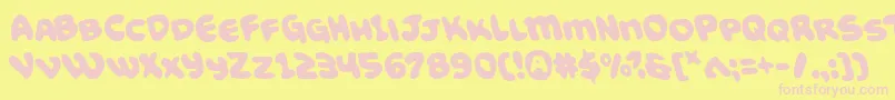 Funnypagesleft-fontti – vaaleanpunaiset fontit keltaisella taustalla
