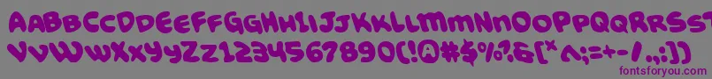 Funnypagesleft-fontti – violetit fontit harmaalla taustalla
